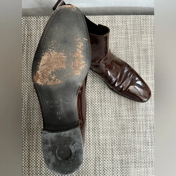 Men's Salvatore Ferragamo Brown Patent Leather Boots